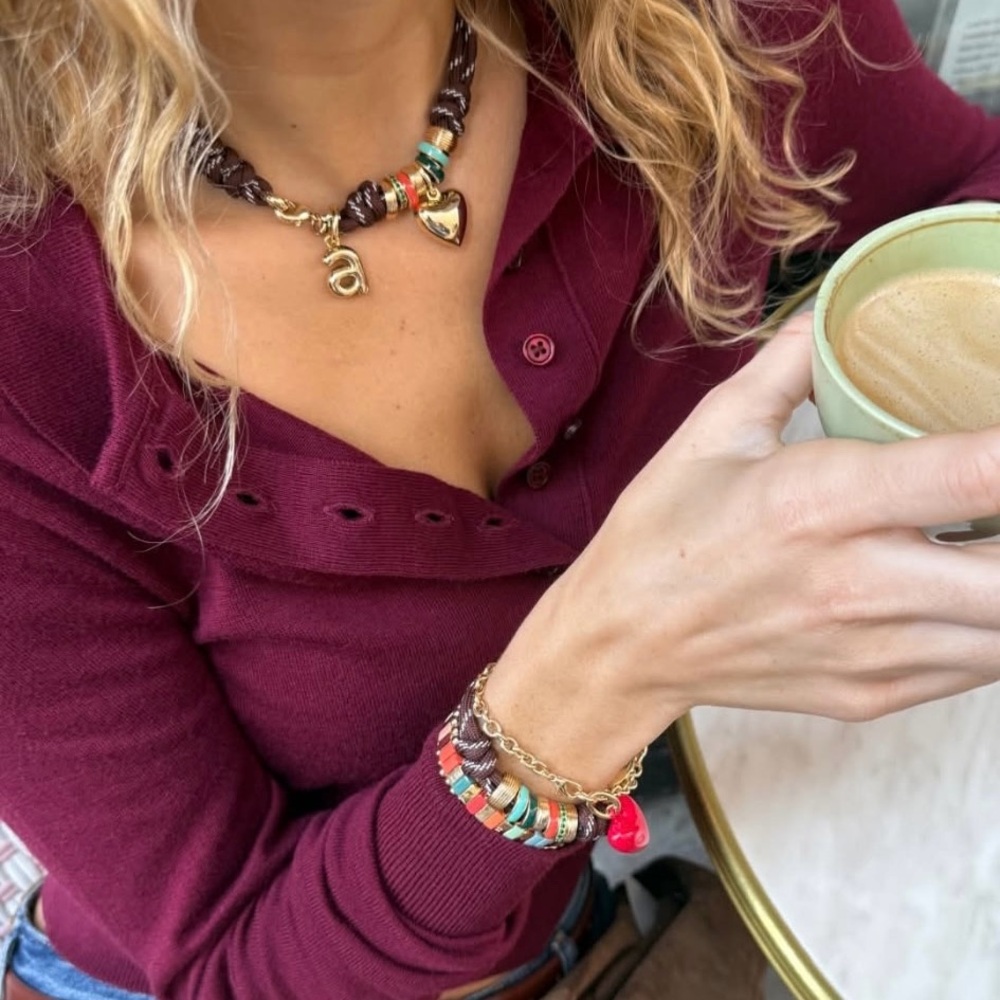 ROXANNE ASSOULIN The Super Size Happy Cord Bracelet denim & black firm price - Picture 5 of 9